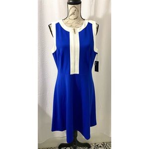 Tommy Hilfiger Blue and White Zip Front Dress